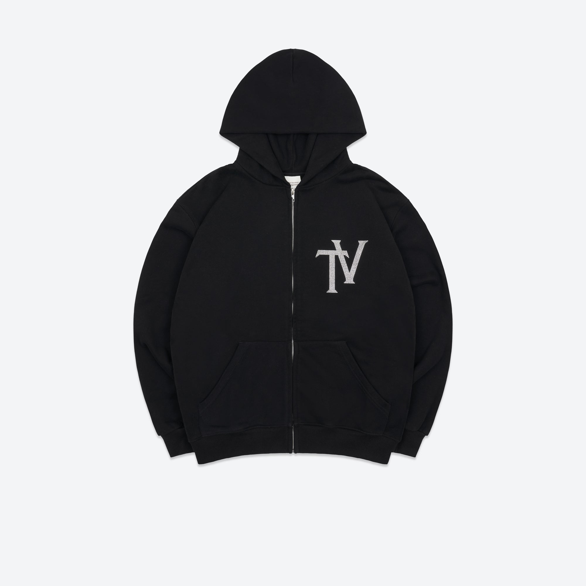 Temptation Vacation - Rhinestone Zip Hood - Noir